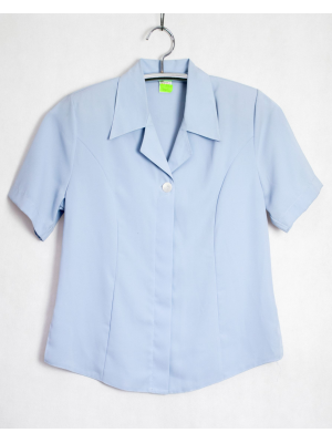 OUTLET KOSZULA bluzka koszulowa niebieska krótki rękaw