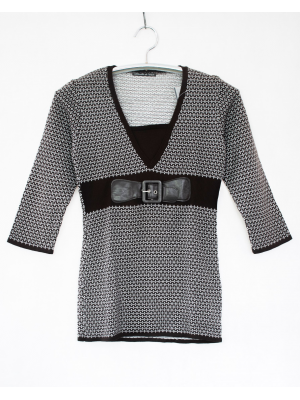 OUTLET BLUZKA sweterek tunika z ozdobną klamrą